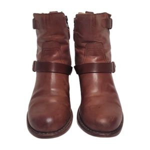 RAG & BONE Harper Leather Moto Ankle Stacked Heel Women's Boots 9/39